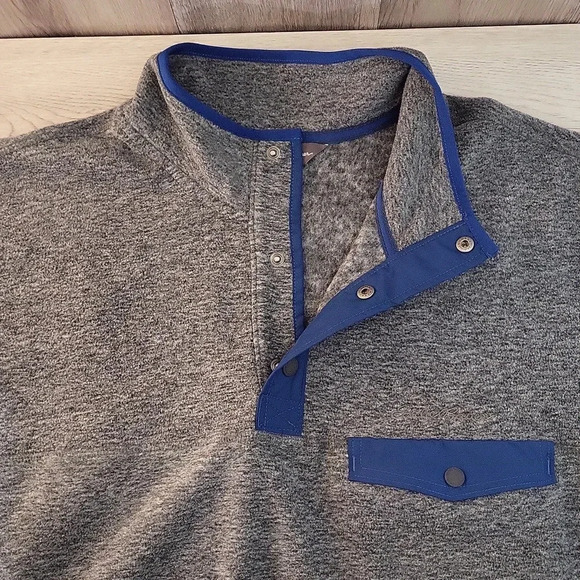 🛍Eddie Bauer Chutes Mens TXL Grey Mock Neck Quarter Snap Fleece Outdoor Warm - Picture 6 of 8